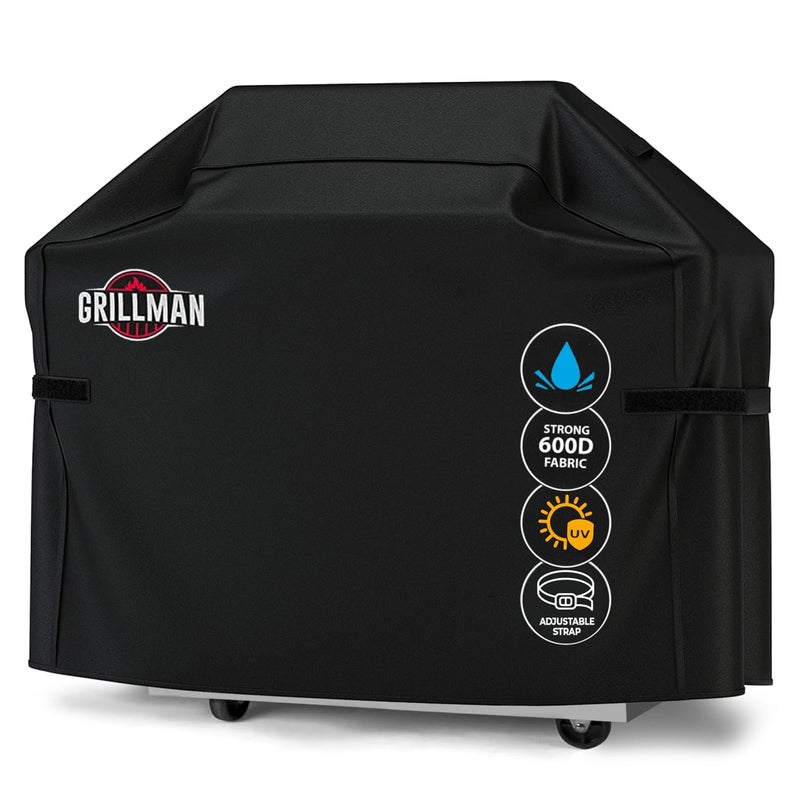 Grillman Grill Cover, BBQ Outdoor Grill Covers, Charcoal, Gas Grills, Waterproof, Rip-Proof, Weather-Resistant, Anti-UV, Barbecue Cover for Weber, Genesis, Charbroil, Nexgrill, etc (Black, 72 Inch) - Image 1
